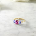 thumbnail image 4 of Gem Stone King 10K Yellow Gold Oval Pink Created Sapphire Blue Tanzanite and Diamond Engagement Ring for Women (1.82 Cttw, Size 8), 4 of 4