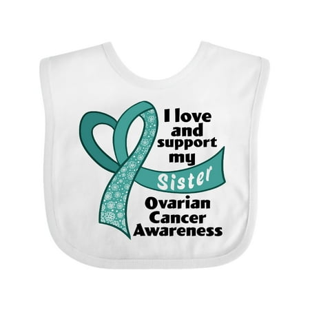 

Inktastic I Love and Support My Sister Ovarian Cancer Awareness Gift Baby Boy or Baby Girl Bib
