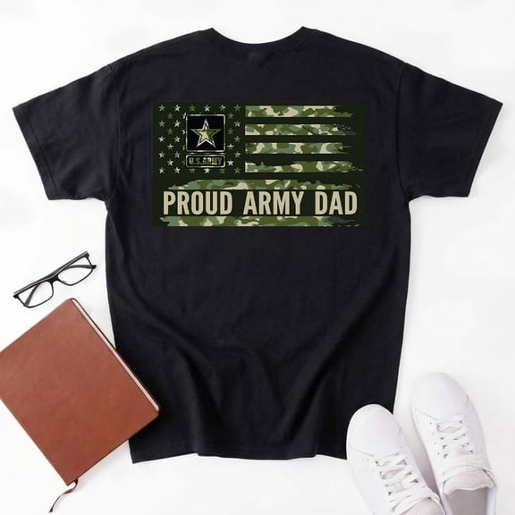 Vintage Proud Army Dad Camo American Flag Veteran Gift T-Shirt
