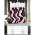 thumbnail image 6 of No Hook Cloth Fabric Shower Curtain with Snap in Liner, Geometric Purple Waterproof Shower Curtains Set with See Through Top Window, Vintage White Stripe Coastal Sea Wave Bath Curtains Shower 36"x72", 6 of 6