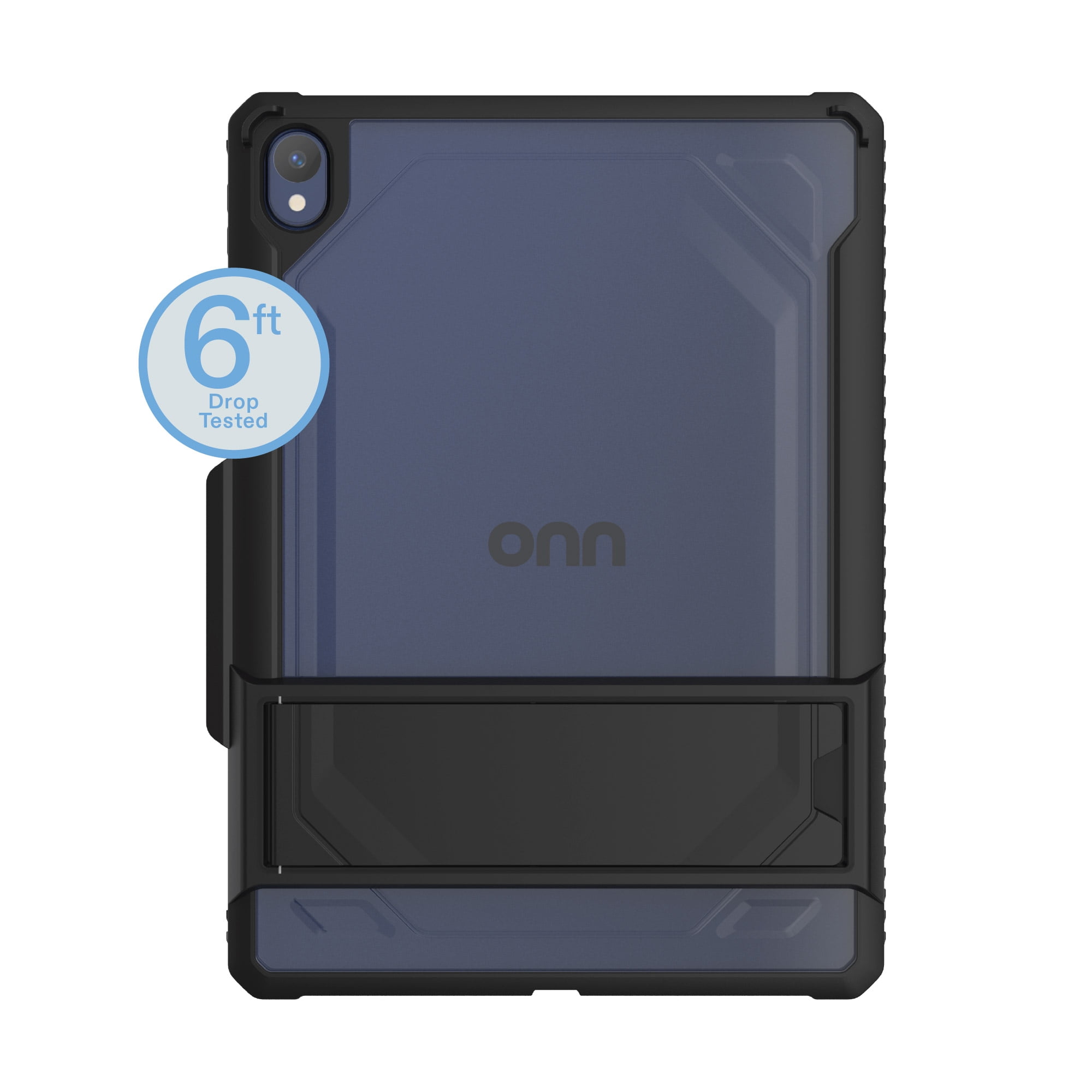 onn Slim Rugged Tablet Case with Kickstand for onn 11" Tablet (2026 Model) - Black/Clear