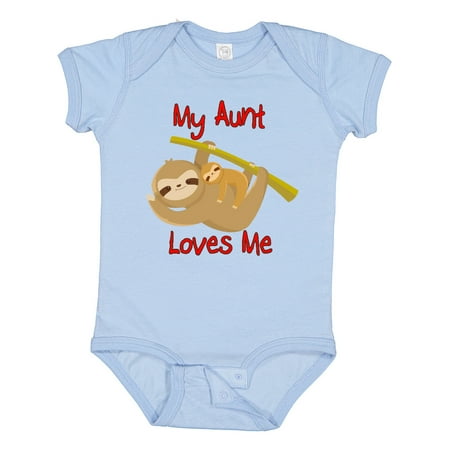 

Inktastic My Aunt Loves Me Sloth Gift Baby Boy or Baby Girl Bodysuit