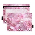 thumbnail image 2 of Pink Butterflies Flowers 2 Pack Pencil Pouches Zipper Pencil Case 3 Ring Pencil Pouch Cosmetic Bag, 2 of 6
