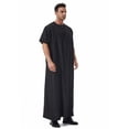 thumbnail image 6 of Gamivast Mens Short Sleeve Shirts Embroidery Zip Neck Kaftan Robe Dress Shirts Muslim Fashion Thobe Jubba Casual Shirts Loose Fit Summer Prayer Wear, 6 of 7