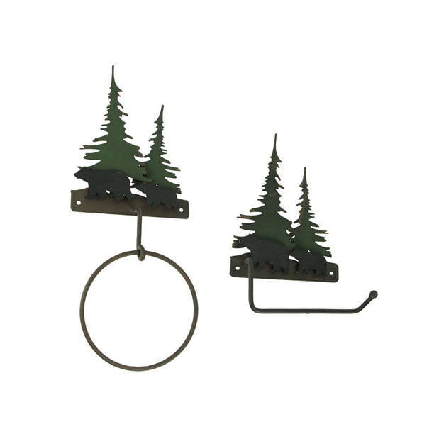 Mayrich Metal Bear Forest Toilet Paper And Towel Holder Set Bathroom Wall Mounted Decor Com - Mayrich Home Decor