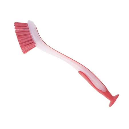 Multifunctional Pot Cleaning Brush Vertical Dishwashing Brush Suction Cup Type Plastic Long Handle Sink Cleaning Scrub Brush