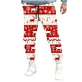 thumbnail image 2 of Pantalones largos para hombre, pantalones deportivos ajustados para correr, pantalones deportivos con cordón, pantalones con estampado navideño, pantalones para hombre, 2 of 5