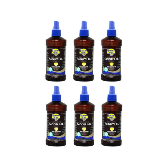 6 Pack Banana Boat Deep Tanning Oil Spray, With Sunscreen SPF 4, 8 Oz Each