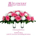 thumbnail image 3 of Sympathy Silks Artificial Cemetery Flowers 30" Beauty Pink Open Rose/White Mum Saddle for Headstone, 3 of 9