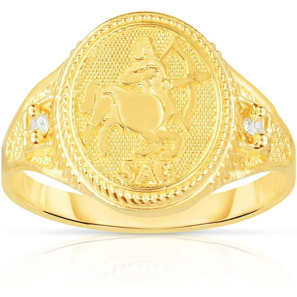Floreo 10k Yellow Gold Astrology Horoscope Zodiac Sign Ring, Sizes 5-10 ...