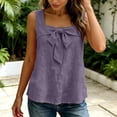 thumbnail image 6 of Kilaqueen Womens Bow Tie Front Tank Tops Summer Dressy Solid Color Square Neck Sleeveless Tunic Blouses Lightweight Loose Fit Casual Going Out Cami Gauze Shirts, 6 of 7