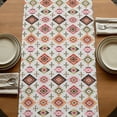 thumbnail image 5 of Boho Geometric Table Runner, Modern Abstract Art Ethnic Rhombus Washable Cotton Linen Table Runners 108 Inches Long, Dresser Scarf Runner for Dining/Living Room/Kitchen/Square Tables 13''x108'', 5 of 9