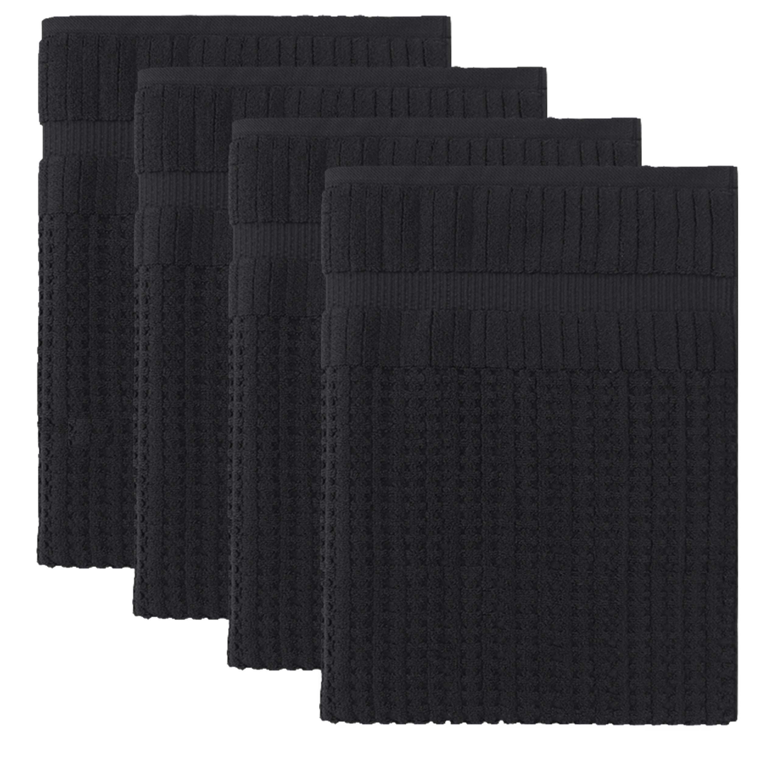 Home Weavers Willow Bath Towels Set of 4, 100% Cotton Zero Twist, 630 GSM, Soft Absorbent Quick Dry, 27x54 inch, Black