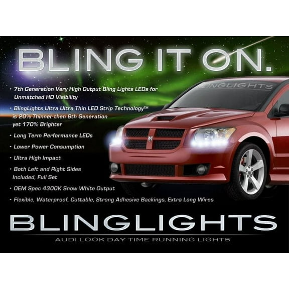 For Dodge Caliber Head Lamp LED DRL Light Strips Day Time Running Kit
