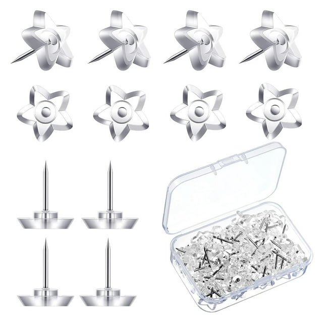 200 Piezas en Forma de Estrella Chinchetas de PláStico Transparente con Caja de PláStico para Tablero de Corcho Punta de Acero Decorativa