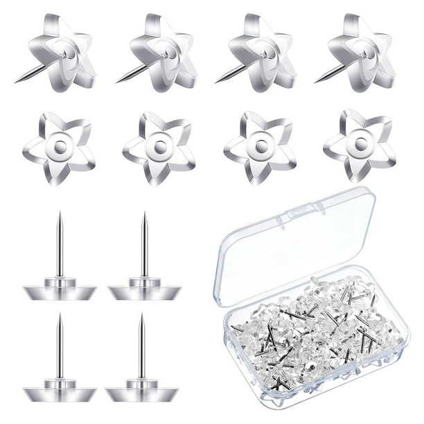 200 Piezas en Forma de Estrella Chinchetas de PláStico Transparente con Caja de PláStico para Tablero de Corcho Punta de Acero Decorativa