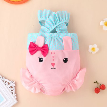 

Gubotare Baby Beach Swimsuit Bathing Ruffles Bunny Print Kids Swimwear Girls Swimwear Swimsuit Girl Large Pink 0-6 Months