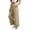 Khaki, variant on Liuinsasek Cotton-Linen Pants for Women Solid-Color Loose Casual High Waist Slimming Elastic Waistband Lightweight Trousers