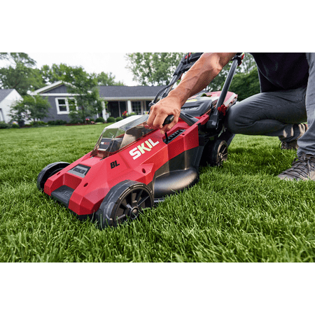 Skil - 20-Volt PWR CORE 20 18-Inch Push Lawn Mower (2 x 4.0Ah Batteries and 1 x Dual Port Charger) - Red/Black