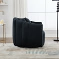 thumbnail image 6 of NEW 40.35"W Upholstered Oversized 360° Swivel Accent Barrel Chair and Half Cozy Sofa with 3 Pillows, Velvet Channel Tufted Pumpkin-Shape Club Armchair for Living Room, Bedroom, Office, Lounge,BLACK, 6 of 9