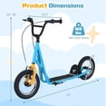 thumbnail image 3 of Gymax Kick Scooter Carbon Steel Frame W/12'' Air Filled Wheel Youth Kids Blue & Orange, 3 of 10