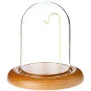 Plymor 3" x 4" Watch Glass Display Dome Cloche (Oak Base & Brass Wire)