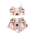 thumbnail image 5 of Womens Pajama Set – Strappy Top and Shorts Loungewear Women's Snowman Print Sleeveless Vest & Shorts Set Lightweight Sleepwear Two Piece, 5 of 5