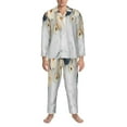 thumbnail image 4 of Kll Pumpkin And White Marble Sleepwear Mens Flannel Pajamas,Long Cotton Pj Set, 4 of 9