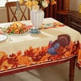 thumbnail image 3 of SASTYBALE 60" Round Tablecloth - Turkey & Pumpkin, Spillproof for Fall Thanksgiving, 3 of 7
