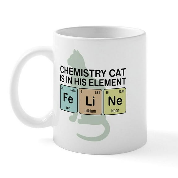 CafePress - Chemistry Cat Mug - 11 oz Ceramic Mug - Novelty Coffee Tea Cup