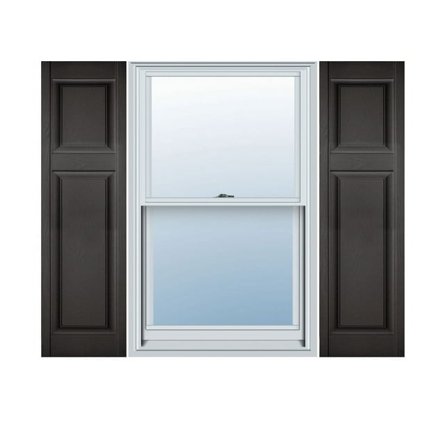 14 1/2"W x 47"H Lifetime Vinyl, Custom Offset Panel, Raised Panel Shutters, w/Shutter-Loks (Per Pair), Tuxedo Grey