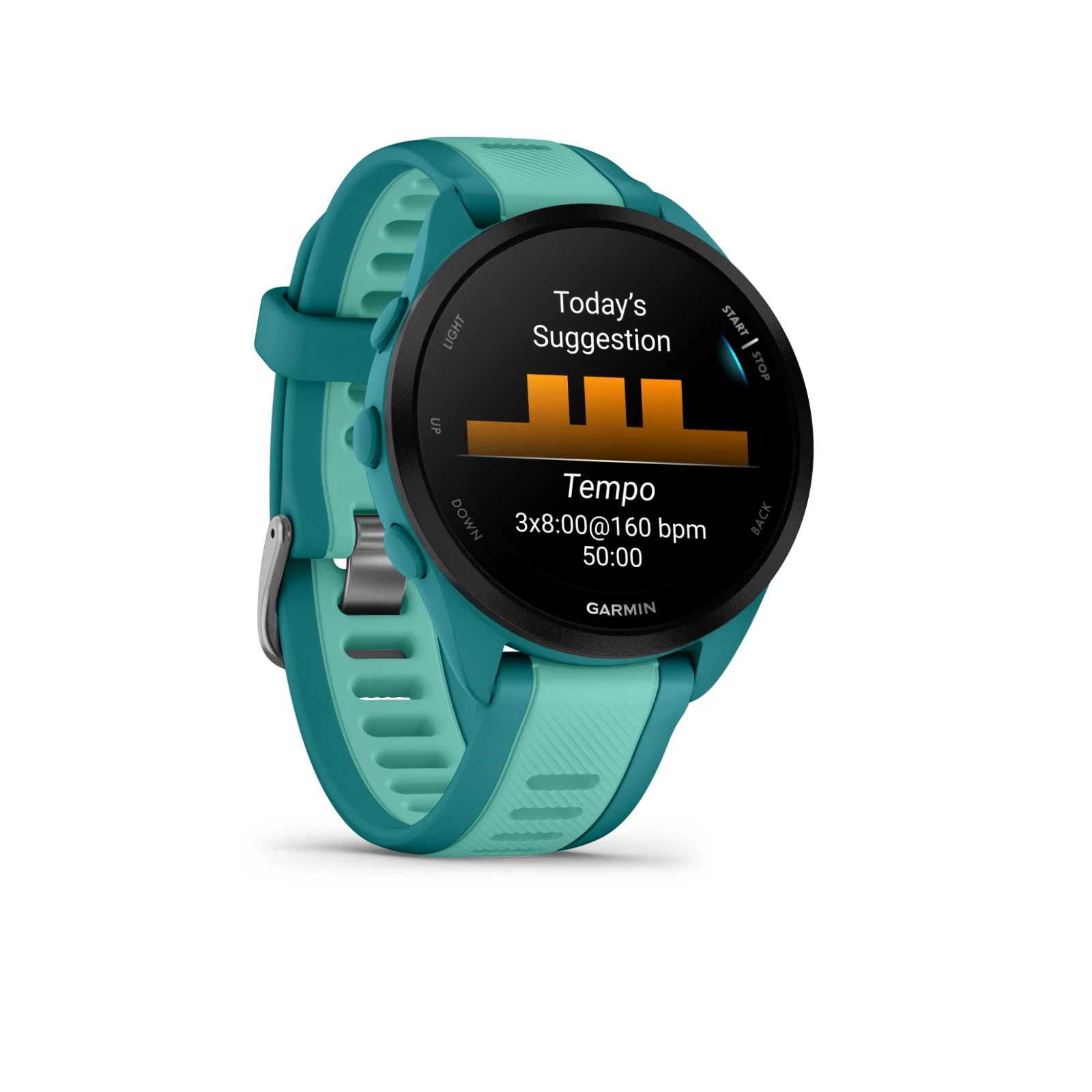 Garmin Forerunner 165 Music Running Smartwatch, Colorful AMOLED Touchscreen, Turquoise/Aqua w/ Wearable4U PowerPack and Adapters Bundle