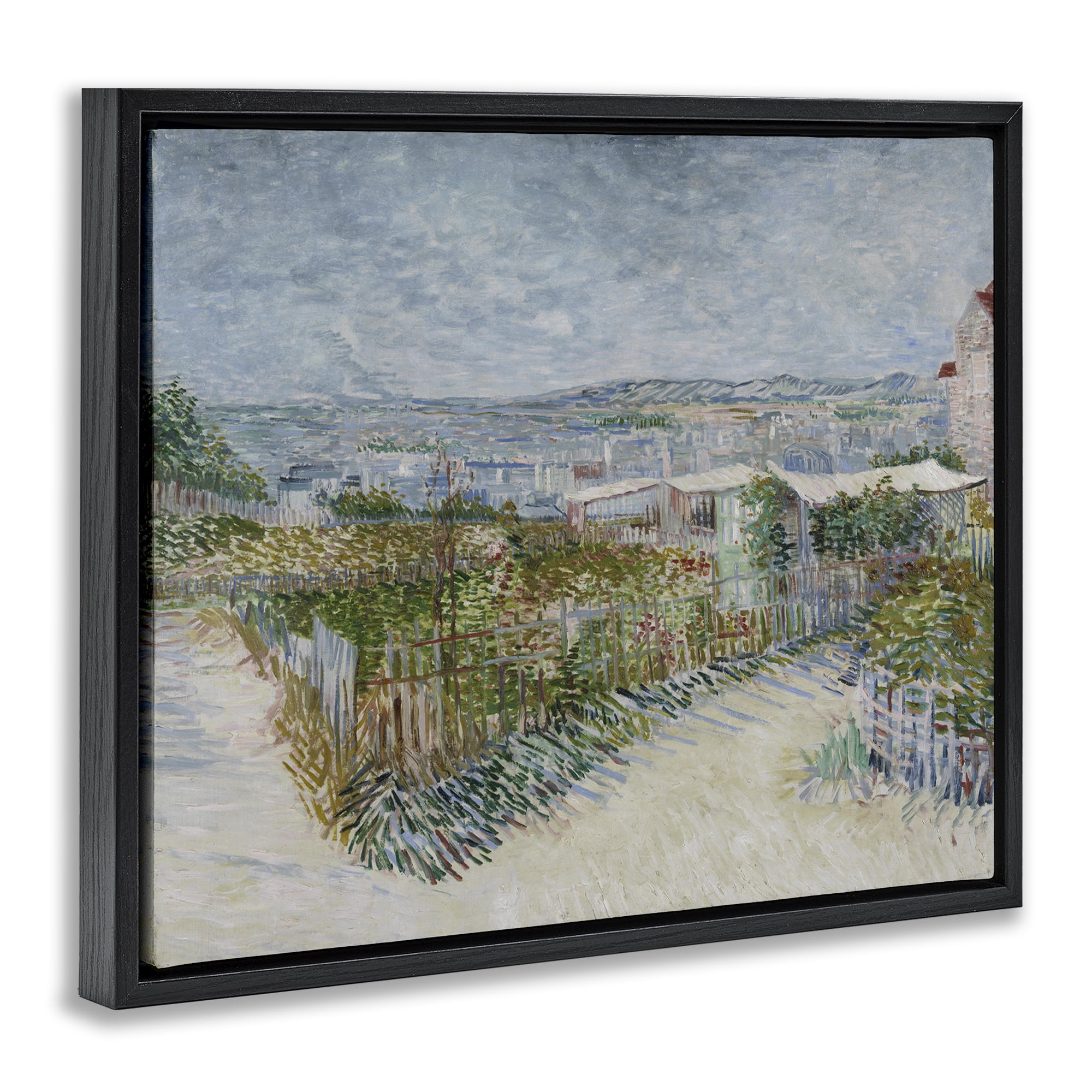 Stupell Industries Van Gogh Monmarte Landscape Landscape & Nature Painting Black Floater Framed Canvas Art Print Wall Art, 21 x 17