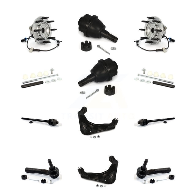 Transit Auto Front Bearing Upper Control Arm Ball Joint Lower Outer Inner Tie Rod Link Kit (12Pc) for Car Chevrolet Silverado 2500 GMC Sierra Suburban Yukon XL with 8 Lug Wheels K77-102353