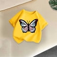 thumbnail image 5 of Afuyipoi Girls Cotton T-shirts,Short Sleeved Butterfly Printed Round Neck Summer Casual Tees Yellow 4-6 T, 5 of 5
