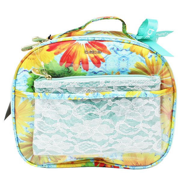 Bebe Round Train Case Set Cosmetic Bags Makeup Organizer, 2 CT