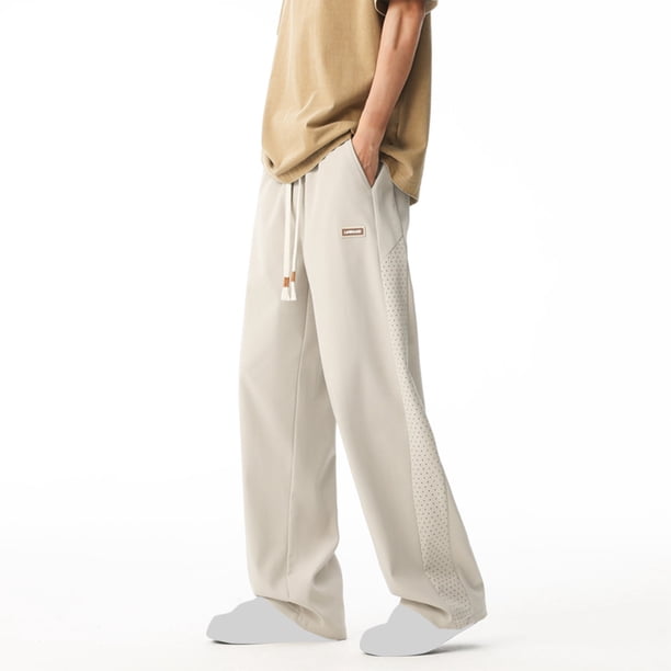 Pantalones deportivos casuales de longitud completa para hombre, con bolsillo y cordón, color sólido, cintura elástica, pantalones deportivos para hombre