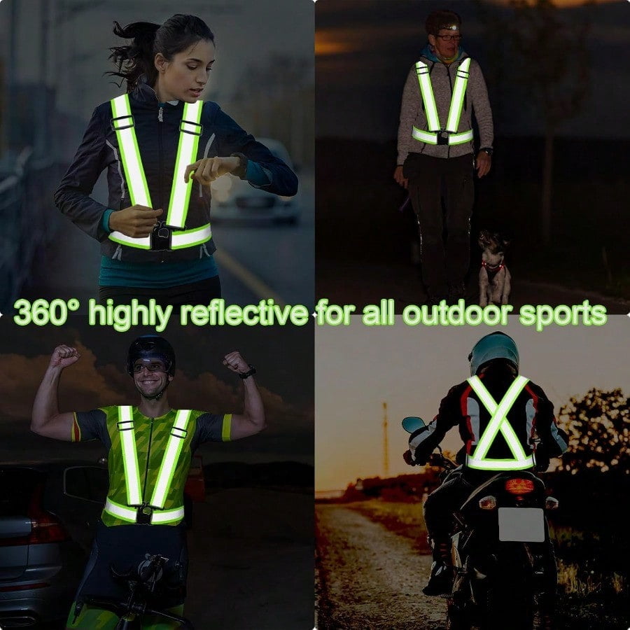 Reflective Safety Vests Adjustable Elastic High Visibility Straps For Men Women Walking Running Cycling Work