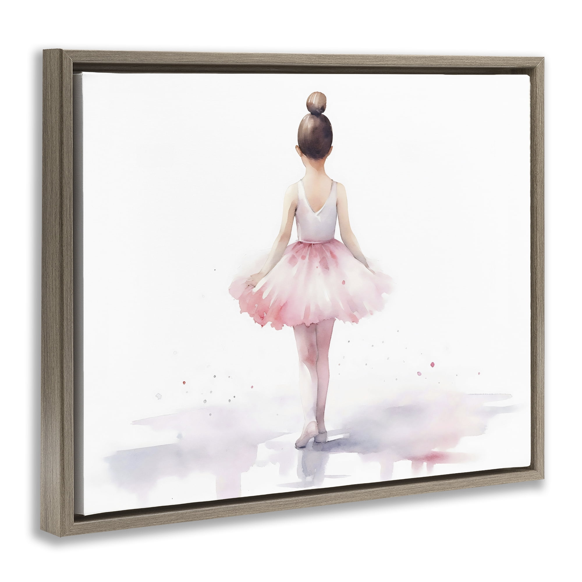 Stupell Industries Ballerina Facing Away Brown Framed Floater Canvas Wall Art, design by Creative Studio