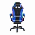 thumbnail image 3 of Xinwanna Gaming Chair, Computer Chair with Footrest and Lumbar Support, Height Adjustable, 360° Swivel Seat and Headrest, High Back Office Chair with Bluetooth Speakers and LED Lights Blue, 3 of 8