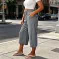 thumbnail image 5 of SwiftWear Women's Cotton Drawstring Capri Pants High Waisted Wide Leg Loose Fit Casual Summer Trousers with Side Pockets Elastic Back Waist for Beach Daily​, 5 of 8