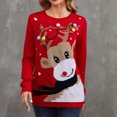 thumbnail image 3 of Besolor Women's Christmas Pullover Sweaters Casual Printed Long Sleeve Crew Neck Ribbed Knit 2023 Fall Winter Jumper Tops, 3 of 5