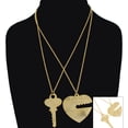 thumbnail image 2 of Gold Tone "Key to My Heart" Large Heart and Key Pendant Sweetheart Necklaces Set, 2 of 5