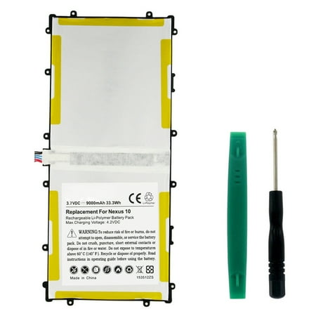 NEXUS 10 32GB Tablet Battery (Li-Pol 3.7V 9000mAh) - Replacement For GOOGLE GT-P8110 Tablet (Best Battery Saver For Nexus 5)