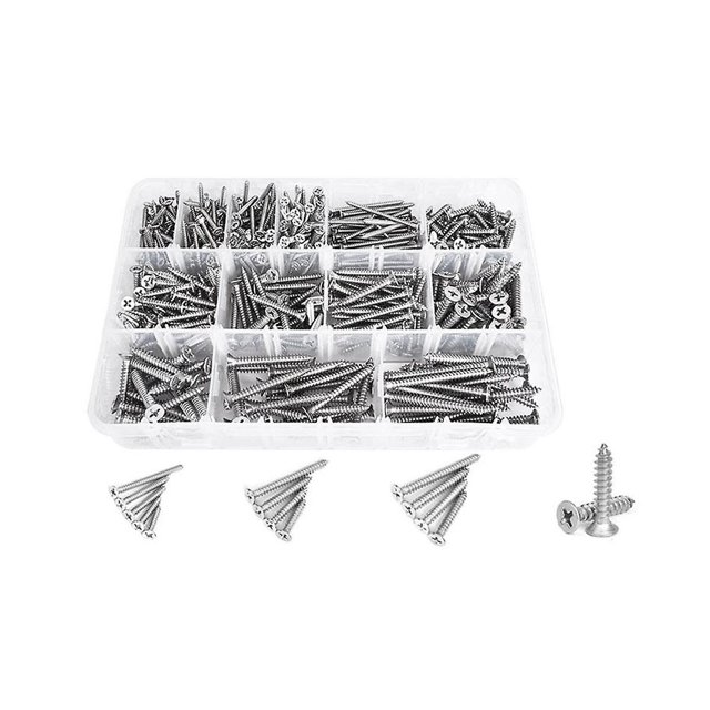 Kit surtido de 510 tornillos para madera shaofei Acero inoxidable Plata