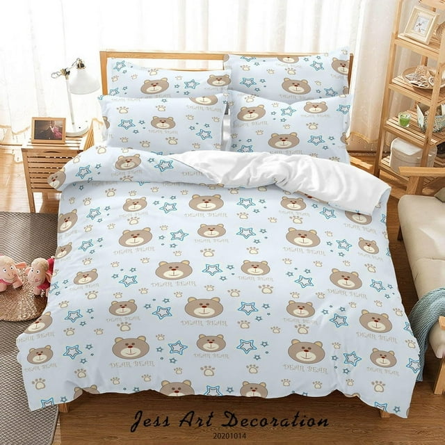 3D Cartoon Animal Bears Stars Pattern Quilt Cover Set Bedding Set Duvet Cover