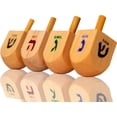 thumbnail image 3 of Draydel de madera de Hanukkah, paquete de 30 unidades con transliteración en inglés, 3 of 5