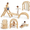 Nature, variant on Lalalark Pikler Triangle Climbing Set, 7-in-1 Foldable Wooden Montessori Climber for Toddlers 1-3, Indoor Jungle Gym with Ramp, Arch, Ladder, Gift for Boys & Girls, Multicolor