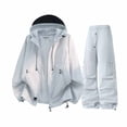 thumbnail image 2 of Maqroz Y2K Clothing Two Piece Sets Long Sleeve Hooded Zip Up Windbreaker Jacket Baggy Parachute Cargo Pants Multi Pockets Casual Streetwear Matching Outfits, 2 of 5