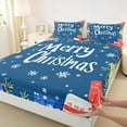 thumbnail image 3 of Manfei Cartoon Snowflake Tree Bed Sheets, Happy New Year King Sheets, Christmas Gift Sheet Set, Microfiber Bedroom Decor, 4 Pieces, 3 of 7